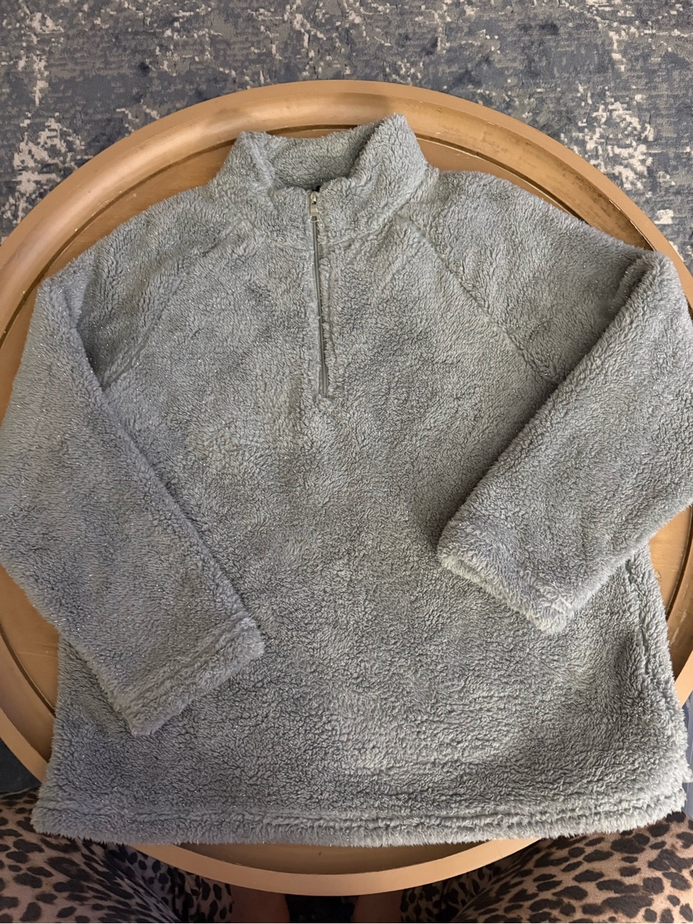 Swiss Tech Plush Sherpa Jacket in Light Gray with Sparkle